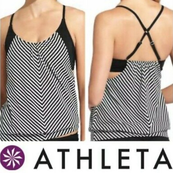 Athleta Other - ATHLETA tankini top Slash stripe blousy Strappy racerback size 34 B/C